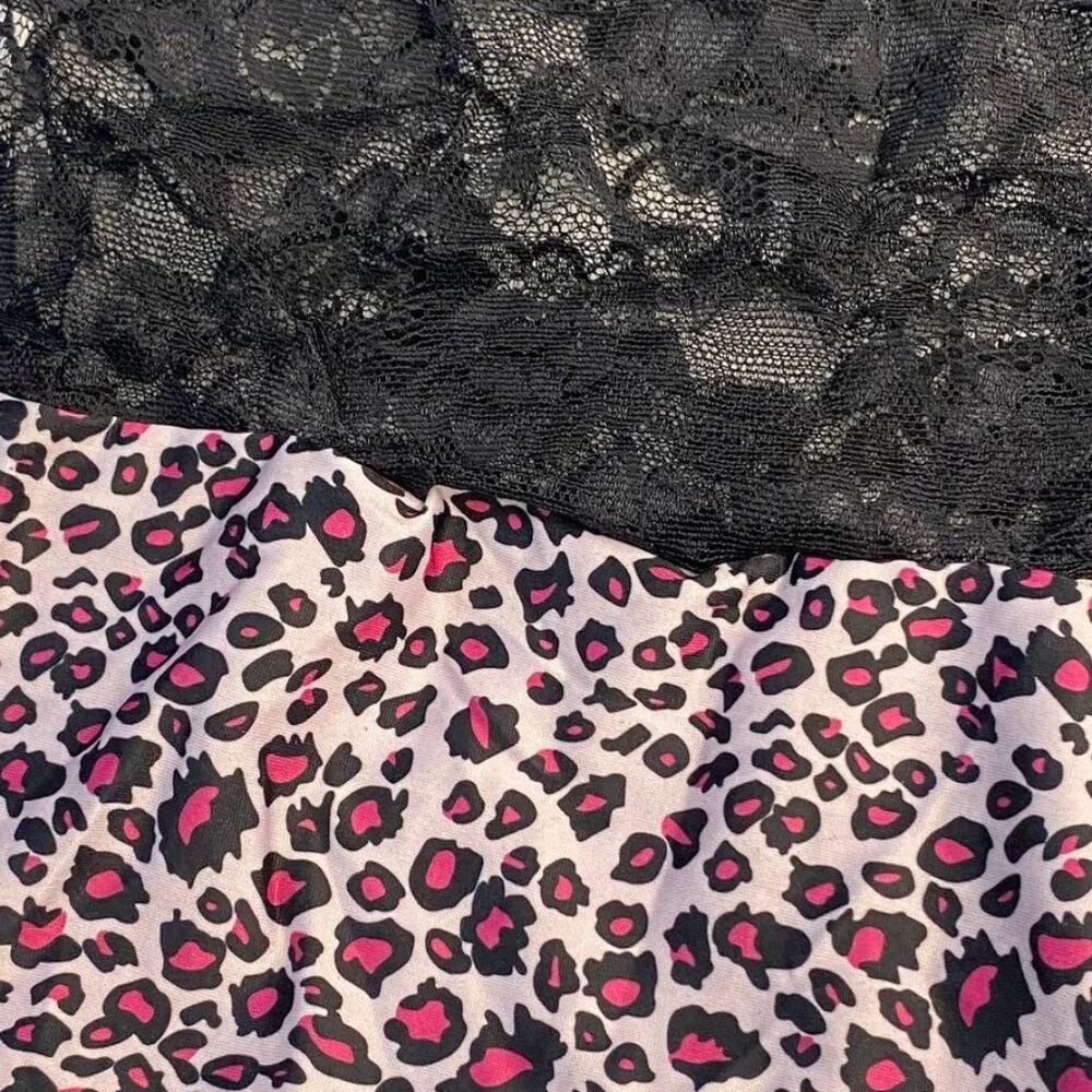 3/$30 Bundle • Pink Leopard Black Babydoll LS55 NWT